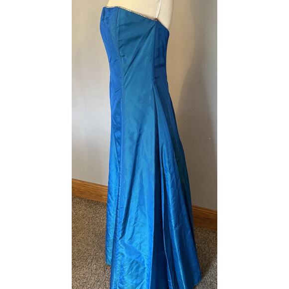 VTG Jessica Mcclintock Dress Sz 7 Formal Gunne Sax Blue Glitter Boning READ - Picture 7 of 16